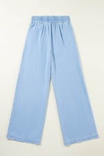 Load image into Gallery viewer, Black Drawstring High Waist Wide Leg Denim Pants - Fashion Queen - 16