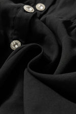 Load image into Gallery viewer, Black Elastic Cinched High Waist Long Sleeve Shirt Mini Dress - Fashion Queen - 9