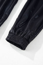 Load image into Gallery viewer, Black Elastic Waist Pocketed Pebble Joggers - Fashion Queen - 12
