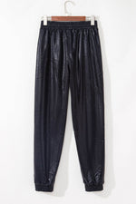 Load image into Gallery viewer, Black Elastic Waist Pocketed Pebble Joggers - Fashion Queen - 8