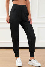 Load image into Gallery viewer, Black Exposed Seam High Waist Pocketed Joggers - Fashion Queen - 10