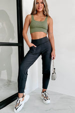 Load image into Gallery viewer, Black Exposed Seam High Waist Pocketed Joggers - Fashion Queen - 6