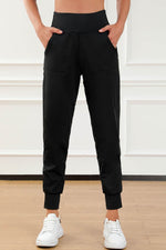 Load image into Gallery viewer, Black Exposed Seam High Waist Pocketed Joggers - Fashion Queen - 9