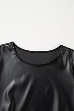 Load image into Gallery viewer, Black Faux Leather Loose T-shirt Dress - Fashion Queen - 14