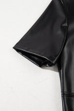 Load image into Gallery viewer, Black Faux Leather Loose T-shirt Dress - Fashion Queen - 15