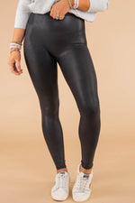 Load image into Gallery viewer, Black Faux Leather Skinny Leggings - Fashion Queen - 1