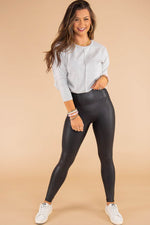 Load image into Gallery viewer, Black Faux Leather Skinny Leggings - Fashion Queen - 4