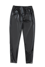 Load image into Gallery viewer, Black Faux Leather Zipped Detail Leggings - Fashion Queen - 7
