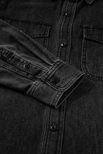 Load image into Gallery viewer, Black Flap Pocket Buttons Collared Jean Jacket - Fashion Queen - 10