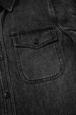 Load image into Gallery viewer, Black Flap Pocket Buttons Collared Jean Jacket - Fashion Queen - 12