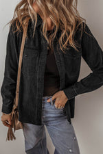 Load image into Gallery viewer, Black Flap Pocket Buttons Collared Jean Jacket - Fashion Queen - 4