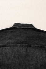 Load image into Gallery viewer, Black Flap Pocket Buttons Collared Jean Jacket - Fashion Queen - 9