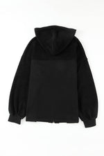 Load image into Gallery viewer, Black Flap Pocket Drawstring Hood Zip Up Jacket - Fashion Queen - 24
