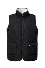Load image into Gallery viewer, Black Fleece Lined Quilted Zip up Vest Coat - Fashion Queen -  13