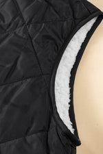 Load image into Gallery viewer, Black Fleece Lined Quilted Zip up Vest Coat - Fashion Queen -  8