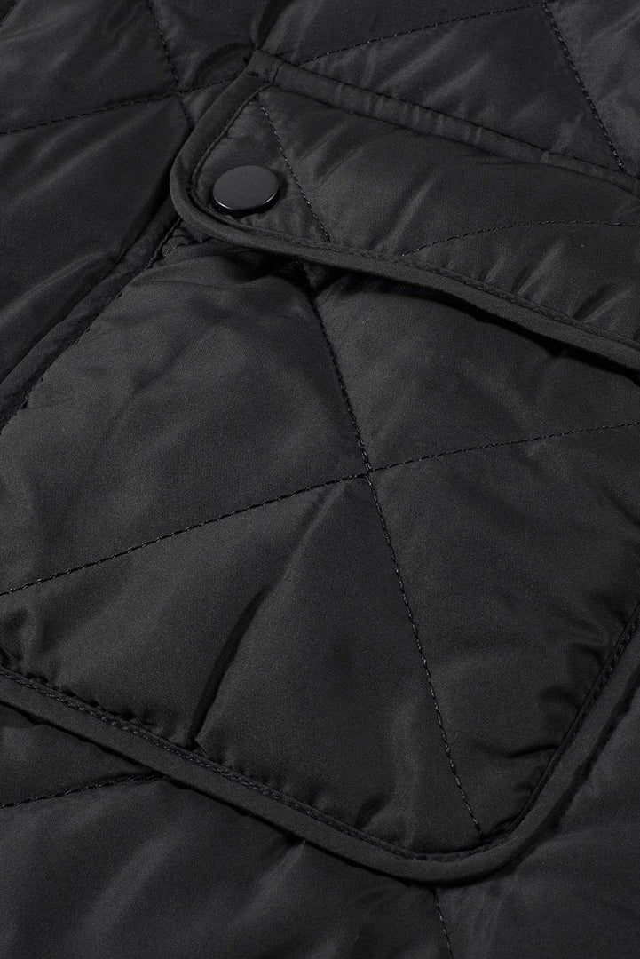 Black Fleece Lined Quilted Zip up Vest Coat - Fashion Queen -  9
