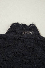 Load image into Gallery viewer, Black Floral Lace High Neck Long Sleeve Top - Fashion Queen - 14
