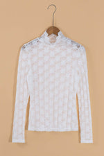 Load image into Gallery viewer, Black Floral Lace High Neck Long Sleeve Top - Fashion Queen - 21