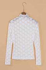 Load image into Gallery viewer, Black Floral Lace High Neck Long Sleeve Top - Fashion Queen - 22