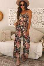 Load image into Gallery viewer, Black Floral Print Belted Sleeveless Wide Leg Jumpsuit - Fashion Queen - 11