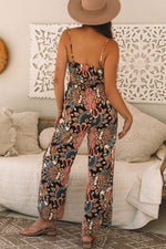 Load image into Gallery viewer, Black Floral Print Belted Sleeveless Wide Leg Jumpsuit - Fashion Queen - 2