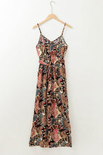 Load image into Gallery viewer, Black Floral Print Belted Sleeveless Wide Leg Jumpsuit - Fashion Queen - 21