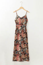 Load image into Gallery viewer, Black Floral Print Belted Sleeveless Wide Leg Jumpsuit - Fashion Queen - 22