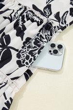 Load image into Gallery viewer, Black Floral Print Tiered Frilled Half Sleeve Plus Size Mini Dress - Fashion Queen - 18