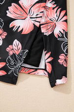 Load image into Gallery viewer, Black Floral Print Twisted Hollowed Back Swim Dress - Fashion Queen - 16