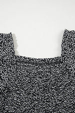 Load image into Gallery viewer, Black Floral Printed Long Sleeve Square Neck Midi Dress - Fashion Queen - 11