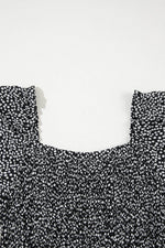 Load image into Gallery viewer, Black Floral Printed Long Sleeve Square Neck Midi Dress - Fashion Queen - 12