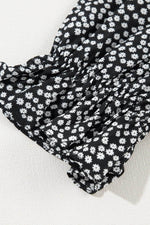 Load image into Gallery viewer, Black Floral Printed Long Sleeve Square Neck Midi Dress - Fashion Queen - 13