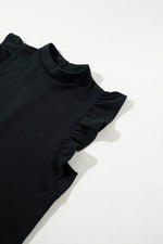 Load image into Gallery viewer, Black Flutter Sleeve Crew Neck Shift Dress - Fashion Queen - 12