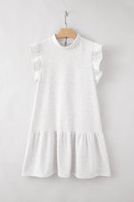 Load image into Gallery viewer, Black Flutter Sleeve Crew Neck Shift Dress - Fashion Queen - 16