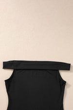 Load image into Gallery viewer, Black Folded Off Shoulder Slim Top - Fashion Queen - 10