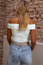 Load image into Gallery viewer, Black Folded Off Shoulder Slim Top - Fashion Queen - 18