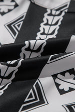 Load image into Gallery viewer, Black Geometric Print V Neck Ruffled Dress - Fashion Queen - 8