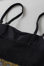 Load image into Gallery viewer, Black Geometric Trim High Waist Strapless One Piece Swimsuit - Fashion Queen - 11