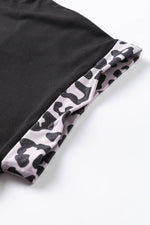 Load image into Gallery viewer, Black Half Leopard Patchwork Plus Size T-shirt - Fashion Queen - 11