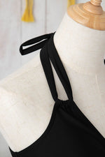 Load image into Gallery viewer, Black Halter Mesh Insert Cross Front One-Piece Swimsuit - Fashion Queen - 13