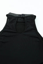 Load image into Gallery viewer, Black High Neck Sleeveless Diamante Bodysuit - Fashion Queen - 17