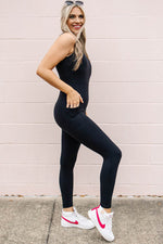 Load image into Gallery viewer, Black High Waist Backless Side Pockets Sports Jumpsuit - Fashion Queen - 3