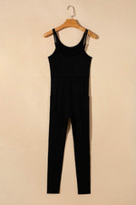 Load image into Gallery viewer, Black High Waist Backless Side Pockets Sports Jumpsuit - Fashion Queen - 7