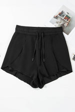 Load image into Gallery viewer, Black High Waisted Drawstring 2-in-1 Side Pocket Color Block Bikini Shorts - Fashion Queen - 10