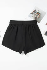 Load image into Gallery viewer, Black High Waisted Drawstring 2-in-1 Side Pocket Color Block Bikini Shorts - Fashion Queen - 11