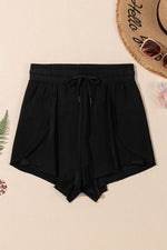 Load image into Gallery viewer, Black High Waisted Drawstring 2-in-1 Side Pocket Color Block Bikini Shorts - Fashion Queen - 8
