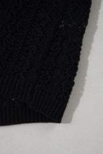 Load image into Gallery viewer, Black Hollow Out Knit Drop Shoulder Open Front Cardigan - Fashion Queen - 12