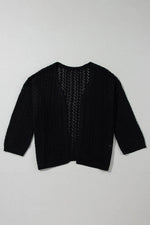 Load image into Gallery viewer, Black Hollow Out Knit Drop Shoulder Open Front Cardigan - Fashion Queen - 7