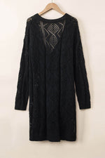 Load image into Gallery viewer, Black Hollow-out Openwork Knit Cardigan - Fashion Queen - 5