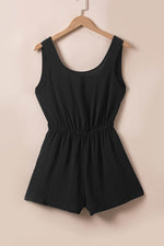 Load image into Gallery viewer, Black Knotted Backless Elastic Waist Sleeveless Romper - Fashion Queen - 7